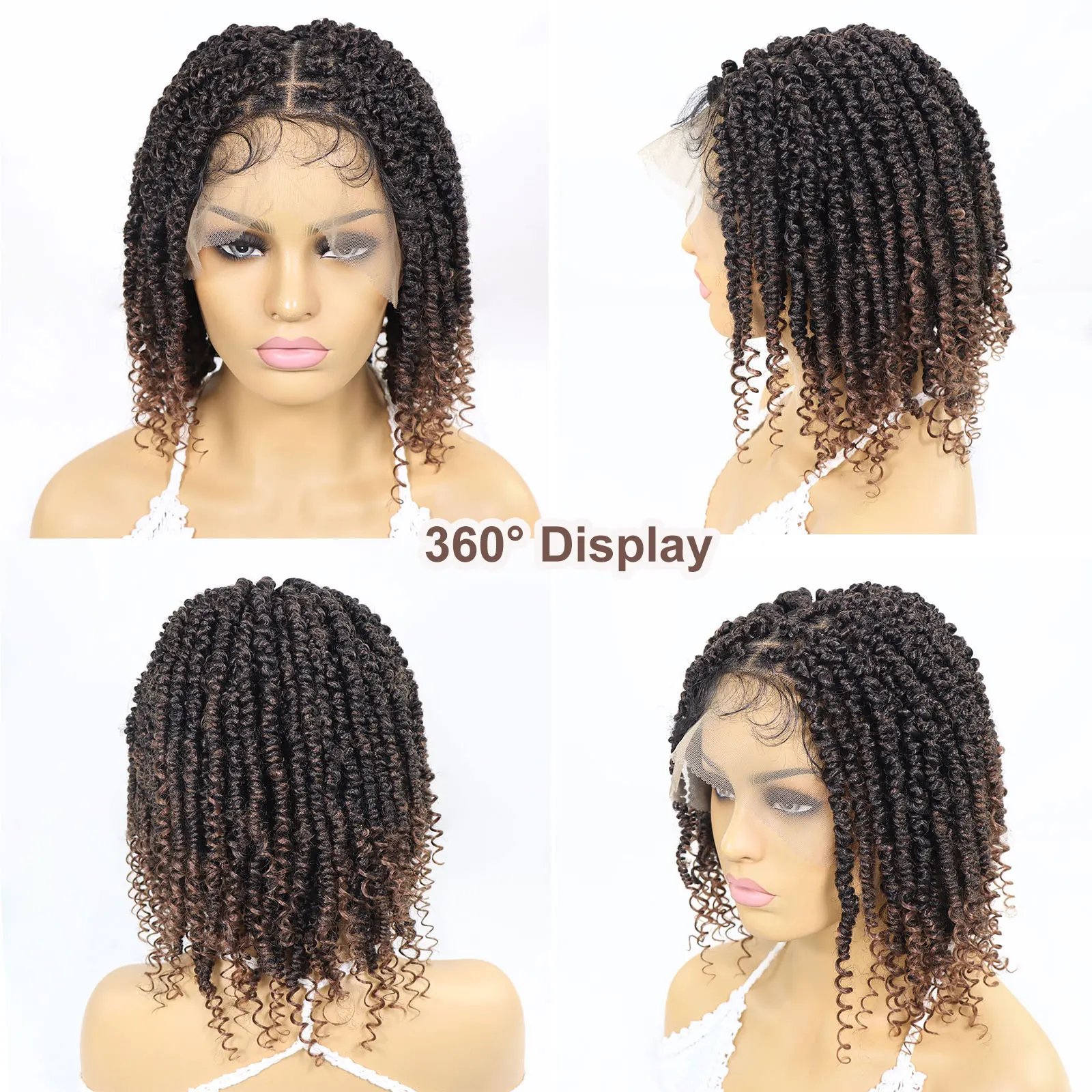 Short Passion Twist Braided Wigs Curly Ends Square Part Blonde Bob Braided Lace Front Wig For Women Synthetic 12Inch Braided Wig Short Passion Twist Braided Wigs Curly Ends Square Part Blonde Bob Braided Lace Front Wig For Women Synthetic 12Inch Braided Wig