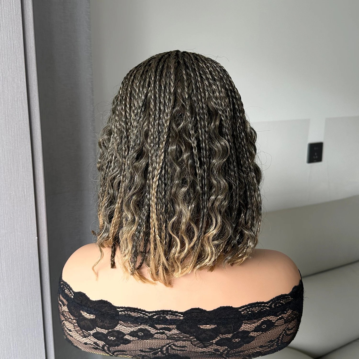 Short Braided Wig With Free Tress Box Braid Bob Wigs For Women Synthetic Goddess Cornrow Braids Hair Wig Curly Wigs Cosplay