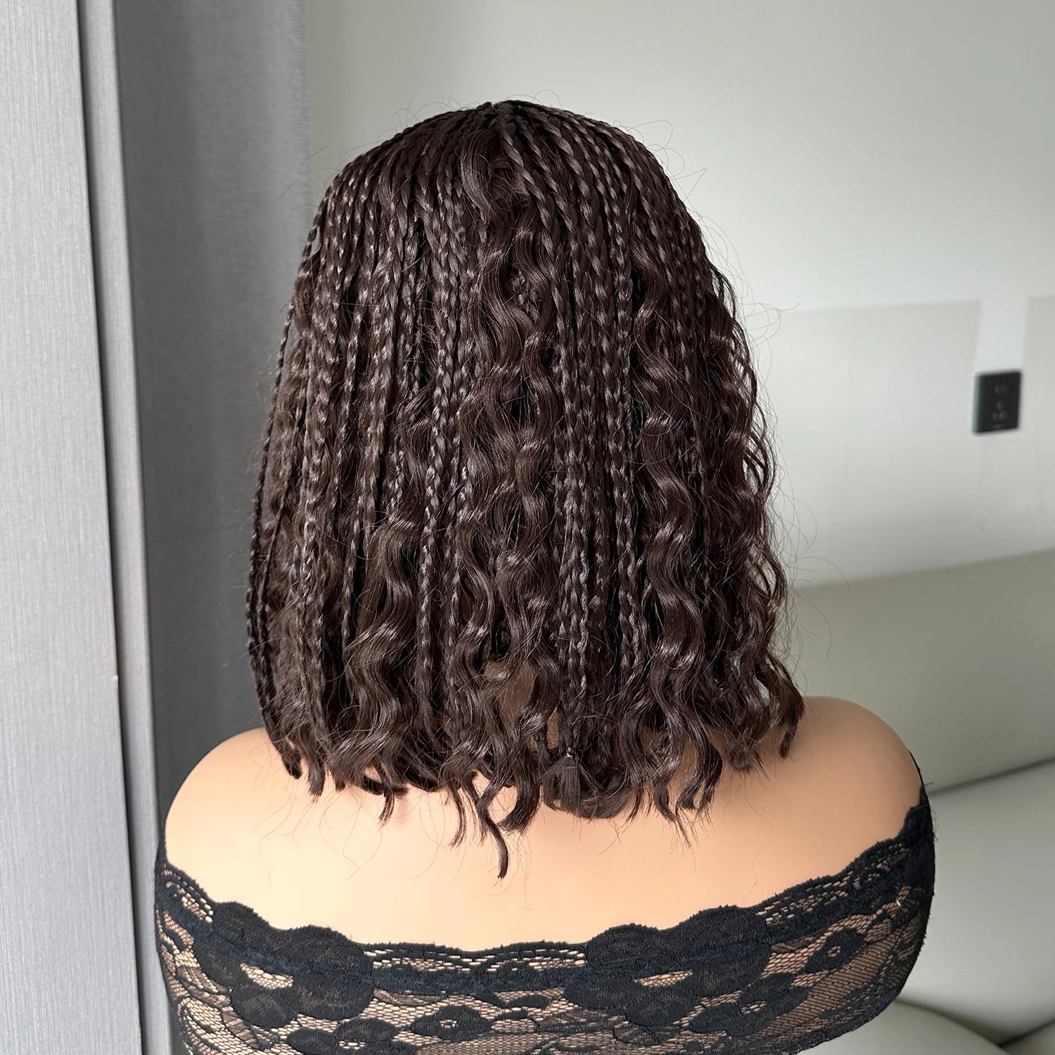 Short Braided Wig With Free Tress Box Braid Bob Wigs For Women Synthetic Goddess Cornrow Braids Hair Wig Curly Wigs Cosplay