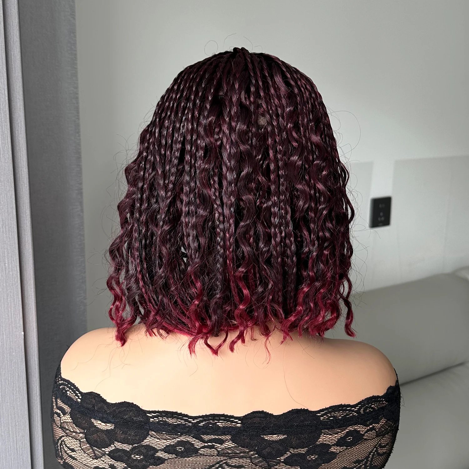 Short Braided Wig With Free Tress Box Braid Bob Wigs For Women Synthetic Goddess Cornrow Braids Hair Wig Curly Wigs Cosplay