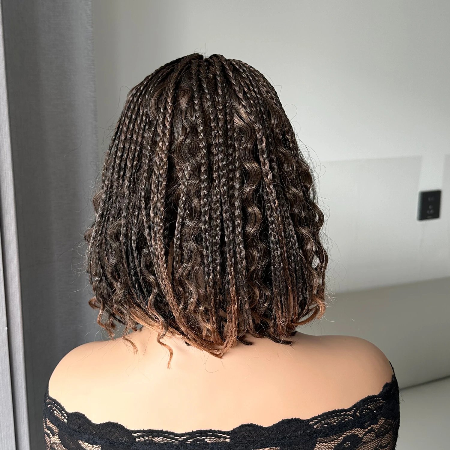 Short Braided Wig With Free Tress Box Braid Bob Wigs For Women Synthetic Goddess Cornrow Braids Hair Wig Curly Wigs Cosplay