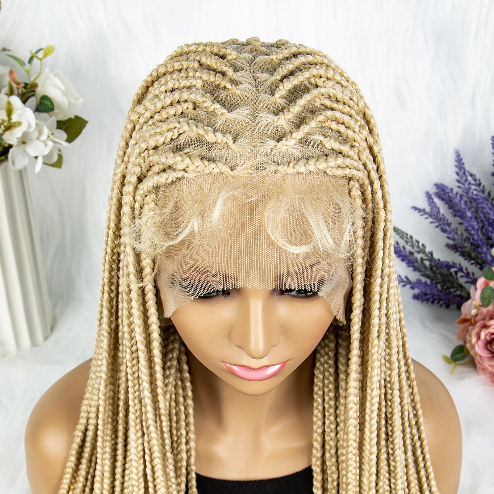 Synthetic Transparent HD Full Lace Braided Wigs For Black Women Crochet Braid Braiding Hair Knotless Box Cornrow&nbsp;Braids Wigs
