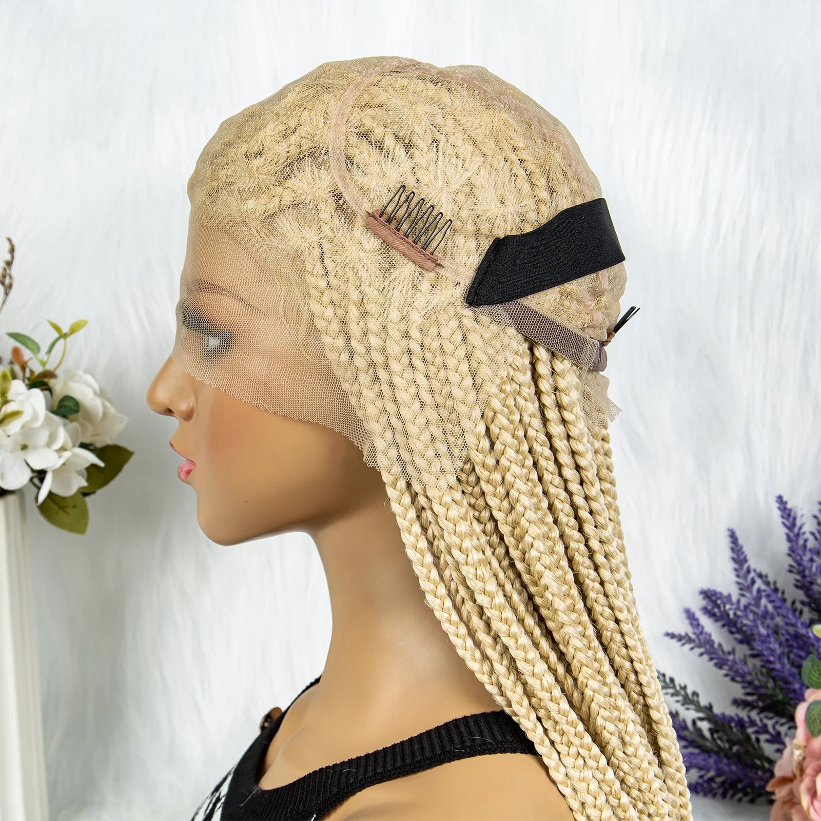Synthetic Transparent HD Full Lace Braided Wigs For Black Women Crochet Braid Braiding Hair Knotless Box Cornrow&nbsp;Braids Wigs