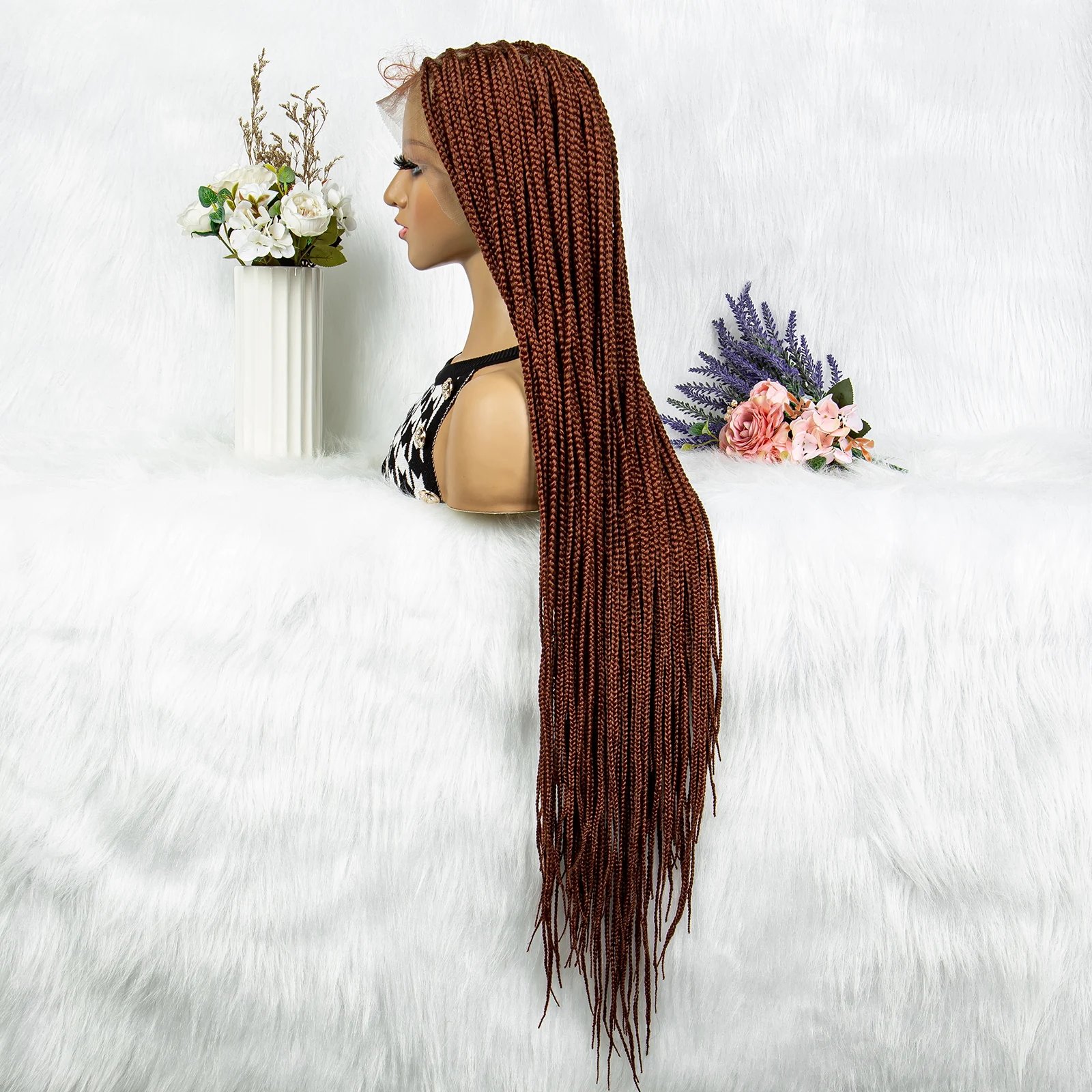 Synthetic Transparent HD Full Lace Braided Wigs For Black Women Crochet Braid Braiding Hair Knotless Box Cornrow&nbsp;Braids Wigs