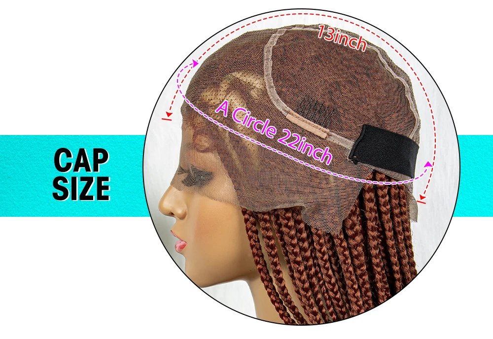 Synthetic Transparent HD Full Lace Braided Wigs For Black Women Crochet Braid Braiding Hair Knotless Box Cornrow&nbsp;Braids Wigs