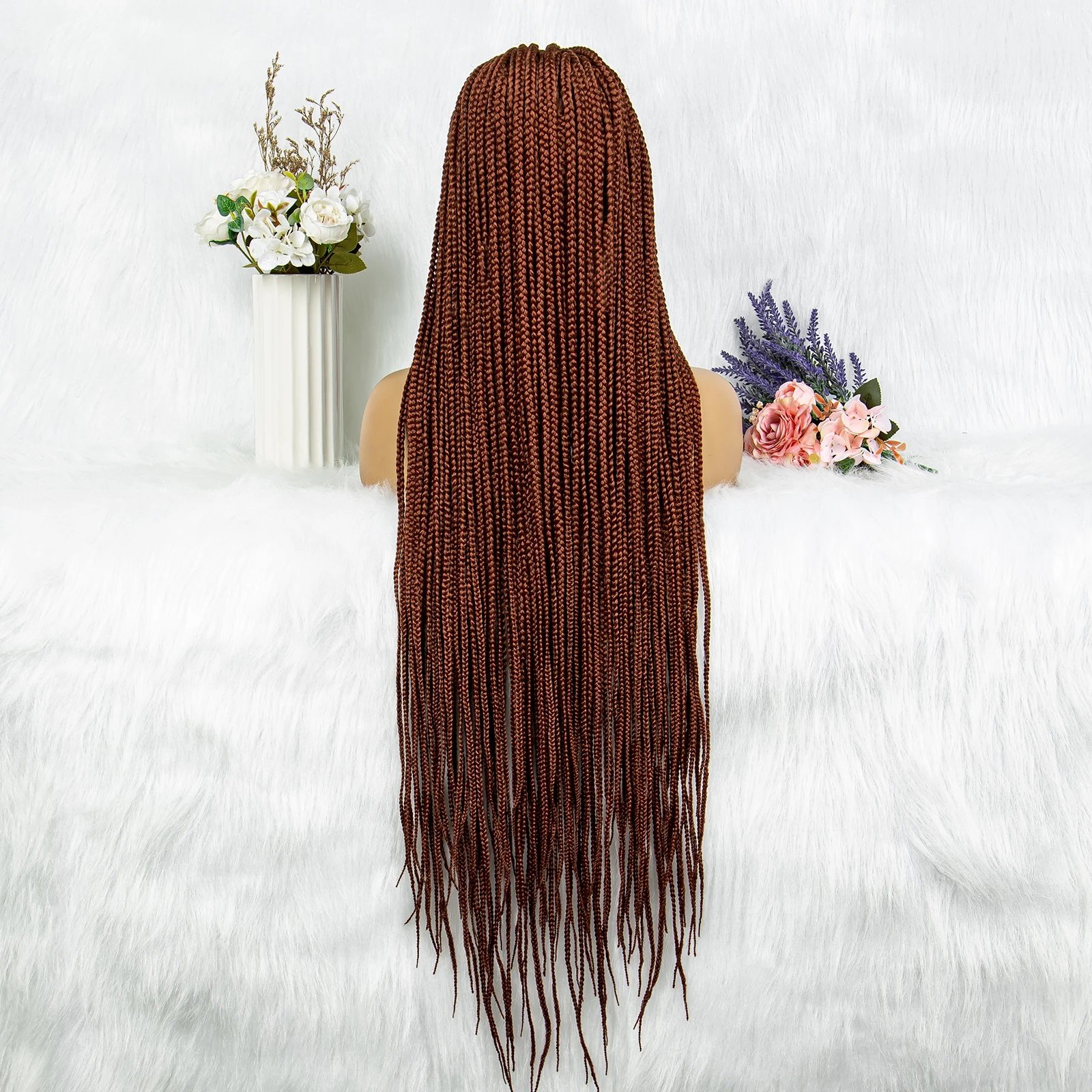 Synthetic Transparent HD Full Lace Braided Wigs For Black Women Crochet Braid Braiding Hair Knotless Box Cornrow&nbsp;Braids Wigs