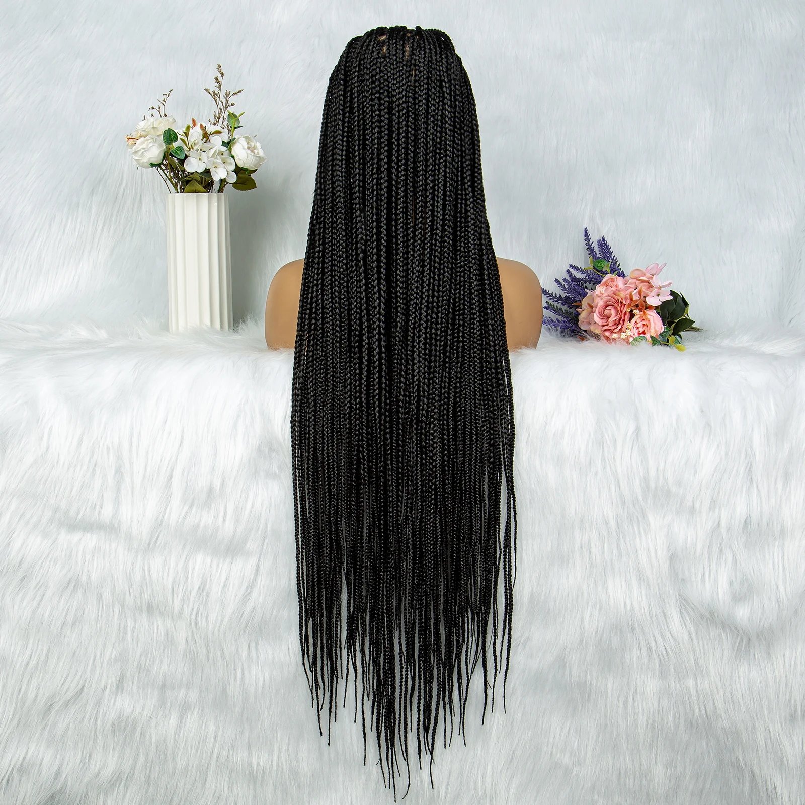 Synthetic Transparent HD Full Lace Braided Wigs For Black Women Crochet Braid Braiding Hair Knotless Box Cornrow&nbsp;Braids Wigs