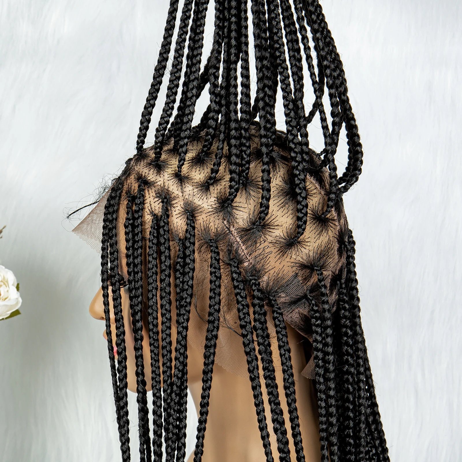 Synthetic Transparent HD Full Lace Braided Wigs For Black Women Crochet Braid Braiding Hair Knotless Box Cornrow&nbsp;Braids Wigs
