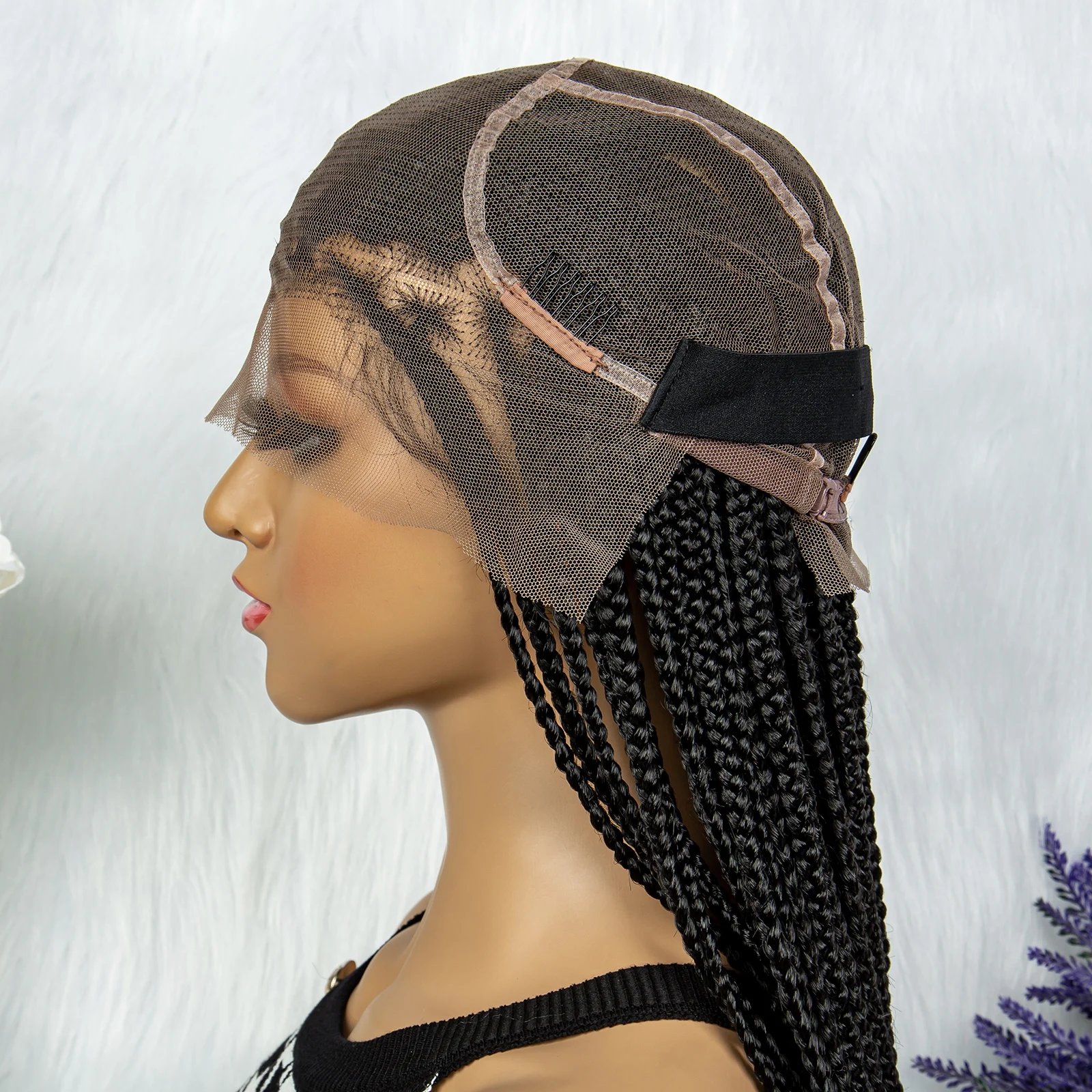 Synthetic Transparent HD Full Lace Braided Wigs For Black Women Crochet Braid Braiding Hair Knotless Box Cornrow&nbsp;Braids Wigs