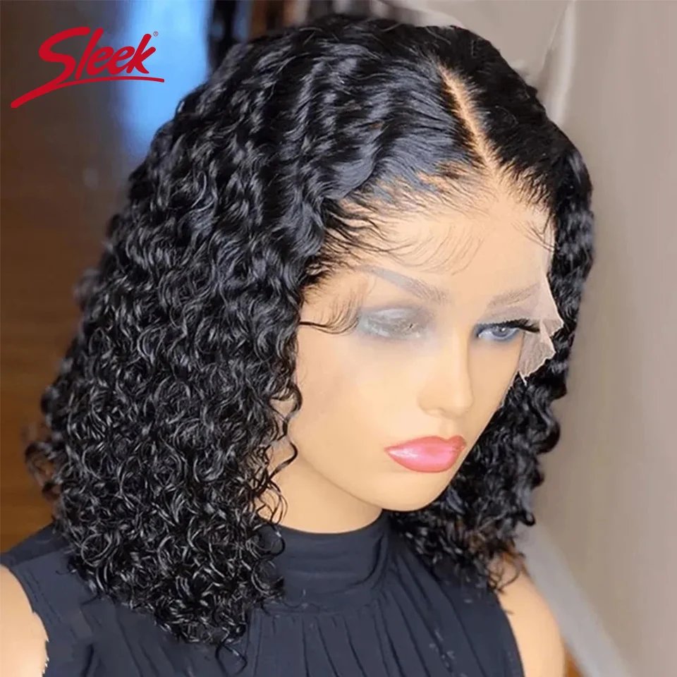 Brazilian Deep Curly Bob Wigs Nature Black Sleek Brazilian Water Wave Lace Front Part P4/27 And Red 99J T Lace Remy Hair Wigs