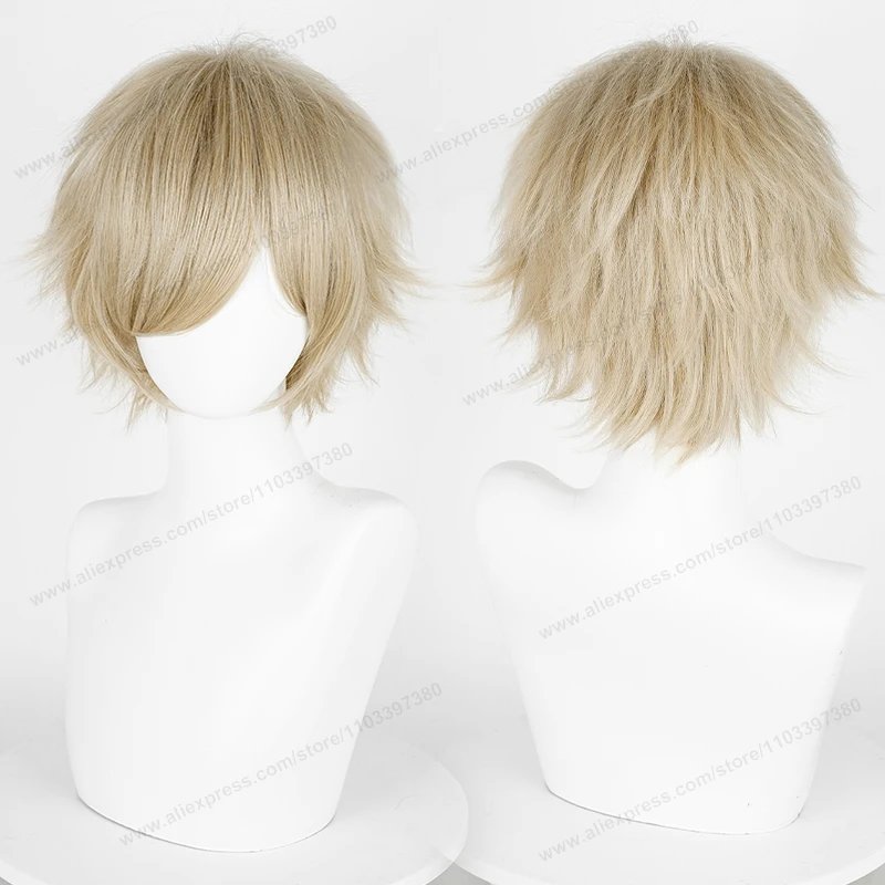 Anime 30cm Short Straight Cosplay Wig Black White Green Brown Purple Blue Gray Red Gold Man Women Heat Resistant Synthetic Hair