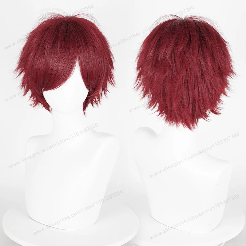 Anime 30cm Short Straight Cosplay Wig Black White Green Brown Purple Blue Gray Red Gold Man Women Heat Resistant Synthetic Hair