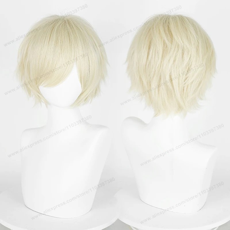 Anime 30cm Short Straight Cosplay Wig Black White Green Brown Purple Blue Gray Red Gold Man Women Heat Resistant Synthetic Hair