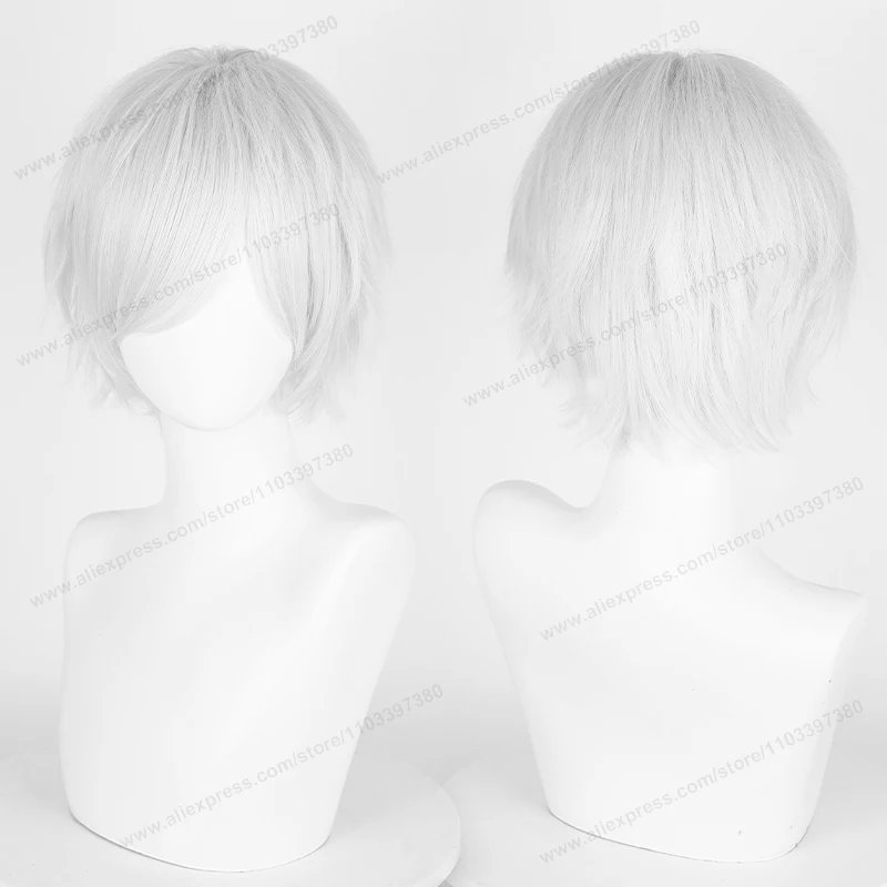 Anime 30cm Short Straight Cosplay Wig Black White Green Brown Purple Blue Gray Red Gold Man Women Heat Resistant Synthetic Hair