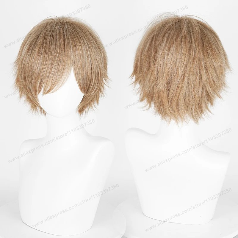 Anime 30cm Short Straight Cosplay Wig Black White Green Brown Purple Blue Gray Red Gold Man Women Heat Resistant Synthetic Hair