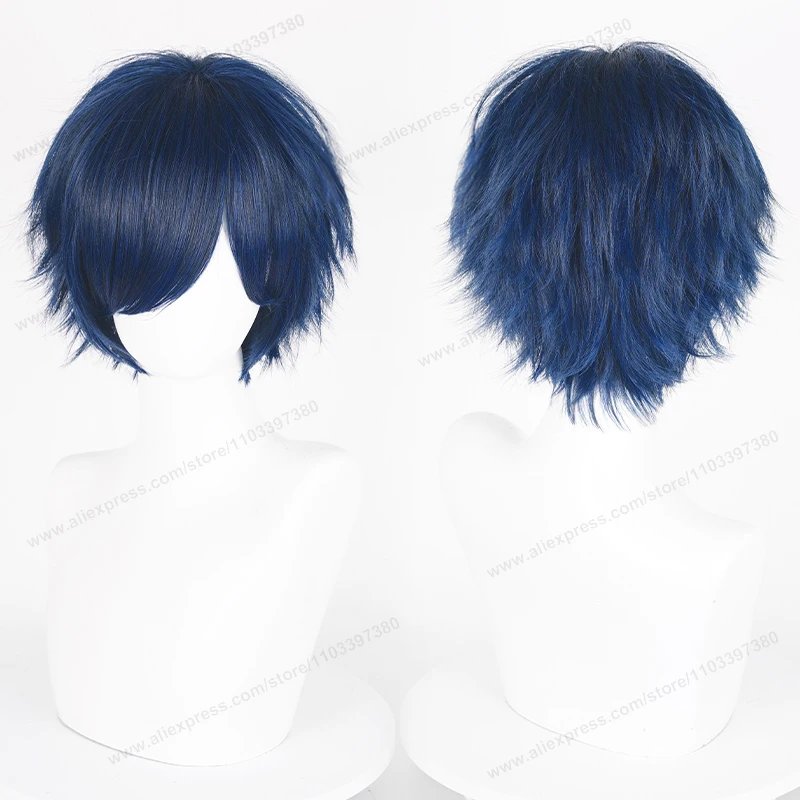 Anime 30cm Short Straight Cosplay Wig Black White Green Brown Purple Blue Gray Red Gold Man Women Heat Resistant Synthetic Hair