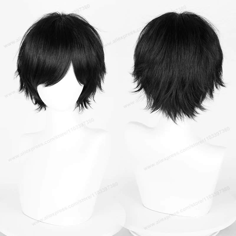 Anime 30cm Short Straight Cosplay Wig Black White Green Brown Purple Blue Gray Red Gold Man Women Heat Resistant Synthetic Hair