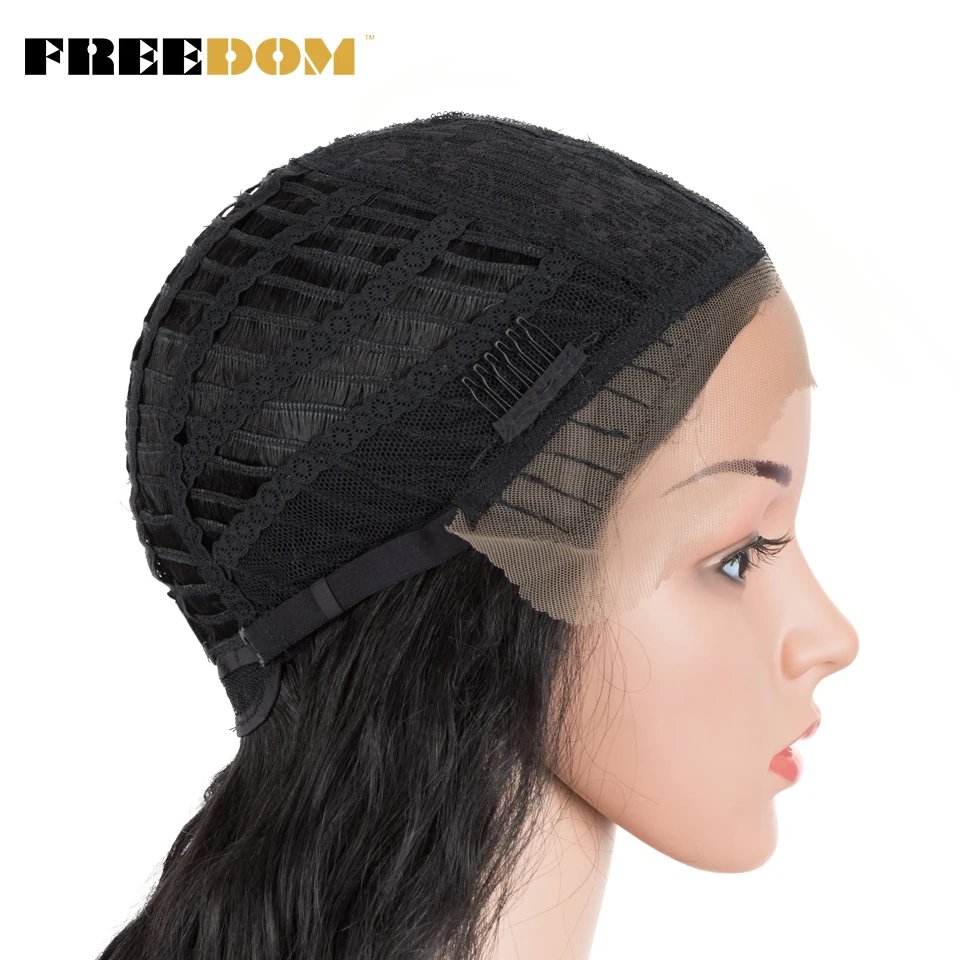 FREEDOM Synthetic Lace Wig Long Deep Wavy Ombre Blonde Ginger Lace Wigs For Black Women Heat Resistant Cosplay Wigs