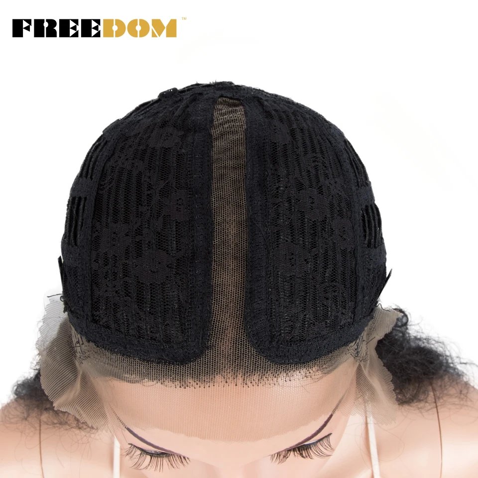 FREEDOM Synthetic Lace Wig Long Deep Wavy Ombre Blonde Ginger Lace Wigs For Black Women Heat Resistant Cosplay Wigs