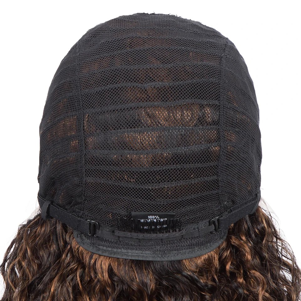 Sleek Curly Human Hair Wig For Women Brown Highlights Lace Wig Remy Brazilian Hair Wigs 13X1 Water Wave Woman  T Part Lace Wigs