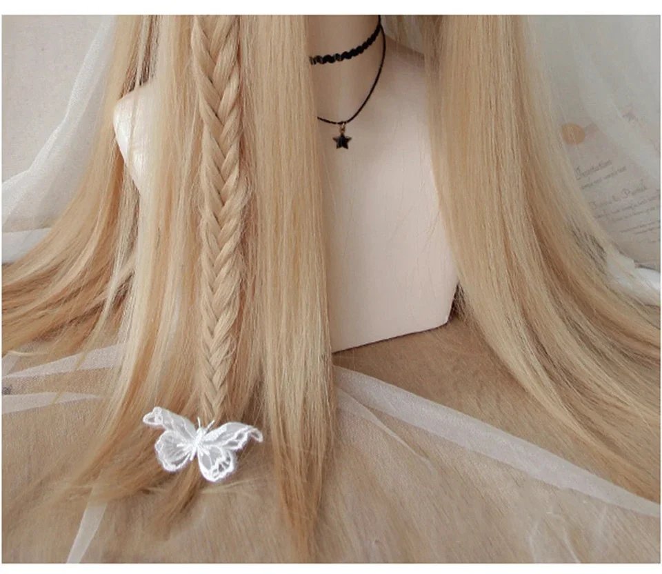 XIYUE Long Natural Wavy Platinum Blonde Wigs With Bangs Cosplay Party Lolita Synthetic Wigs for Women Heat Resistant Fiber