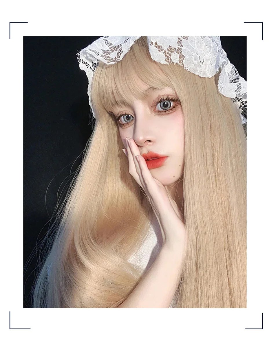 XIYUE Long Natural Wavy Platinum Blonde Wigs With Bangs Cosplay Party Lolita Synthetic Wigs for Women Heat Resistant Fiber