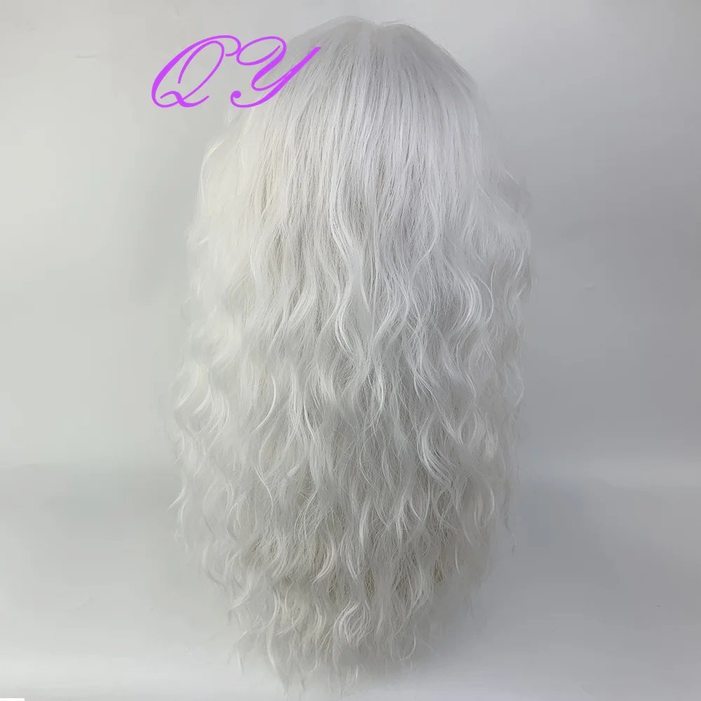 Synthetic Men's Wig Long Brown Natural Curly Rock Man Wig With Bangs Party Or Cosplay Adjustable Water Wave Male Hair Wig