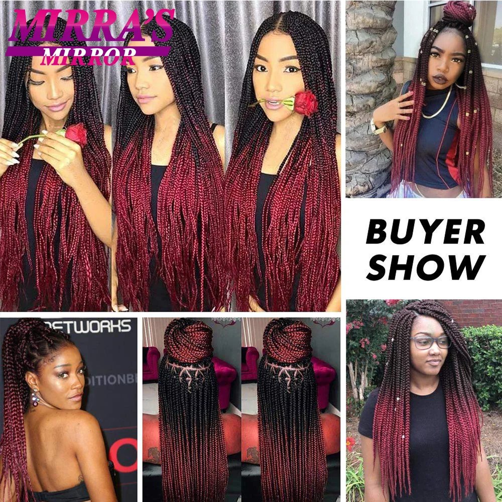 30inch Jumbo Braids Hair Extensions Braiding Hair Pre Stretched Ombre Synthetic Braid YAKI Texture 1/2/4/6/8 Pcs Mirra's Mirror
