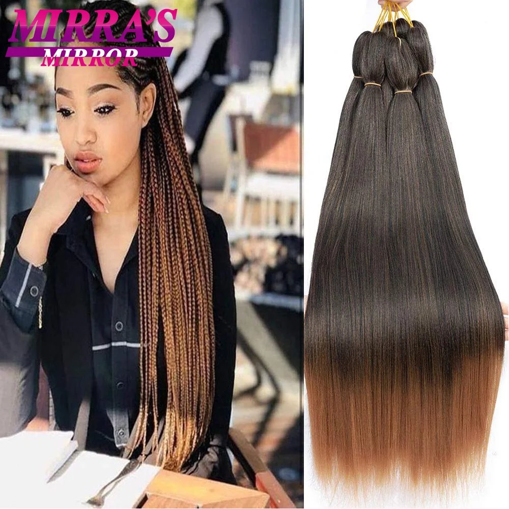 30inch Jumbo Braids Hair Extensions Braiding Hair Pre Stretched Ombre Synthetic Braid YAKI Texture 1/2/4/6/8 Pcs Mirra's Mirror