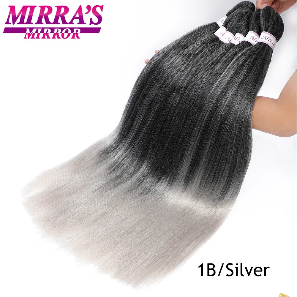 30inch Jumbo Braids Hair Extensions Braiding Hair Pre Stretched Ombre Synthetic Braid YAKI Texture 1/2/4/6/8 Pcs Mirra's Mirror