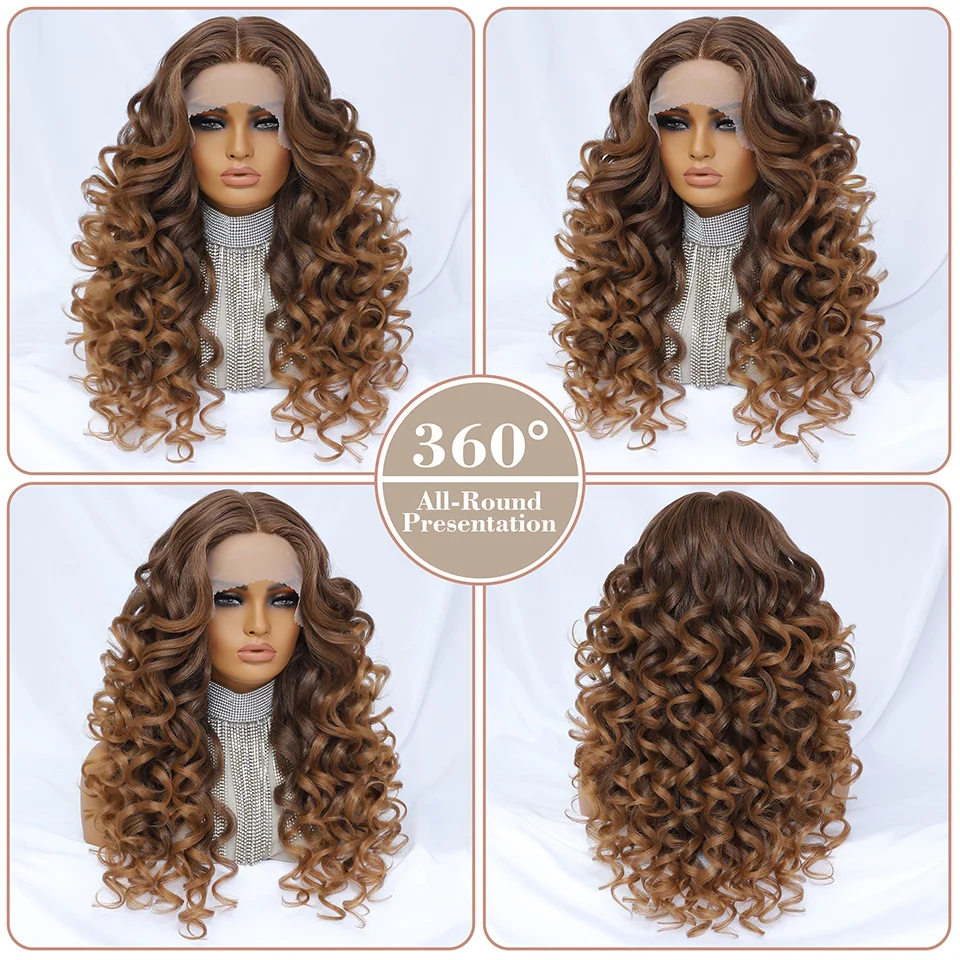 Black Brown Curly Wig Synthetic Lace Front Wigs For Women Blonde Orange Female Lace Wig 13X4.5X1 Cosplay Hair Daily Use Black Brown Curly Wig Synthetic Lace Front Wigs For Women Blonde Orange Female Lace Wig 13X4.5X1 Cosplay Hair Daily Use