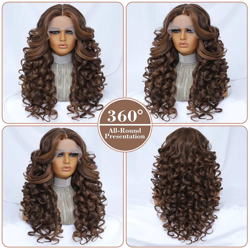 Black Brown Curly Wig Synthetic Lace Front Wigs For Women Blonde Orange Female Lace Wig 13X4.5X1 Cosplay Hair Daily Use Black Brown Curly Wig Synthetic Lace Front Wigs For Women Blonde Orange Female Lace Wig 13X4.5X1 Cosplay Hair Daily Use