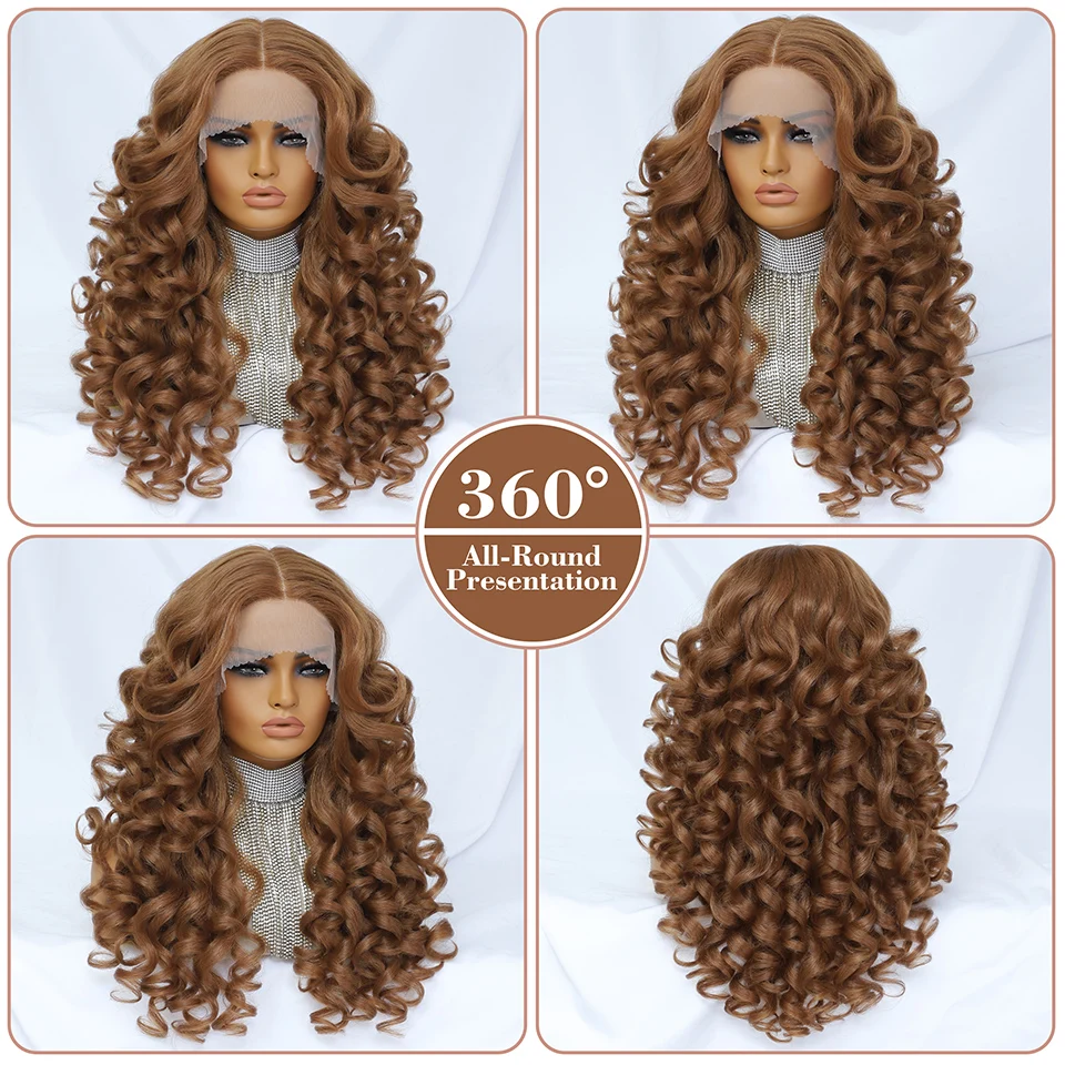 Black Brown Curly Wig Synthetic Lace Front Wigs For Women Blonde Orange Female Lace Wig 13X4.5X1 Cosplay Hair Daily Use Black Brown Curly Wig Synthetic Lace Front Wigs For Women Blonde Orange Female Lace Wig 13X4.5X1 Cosplay Hair Daily Use