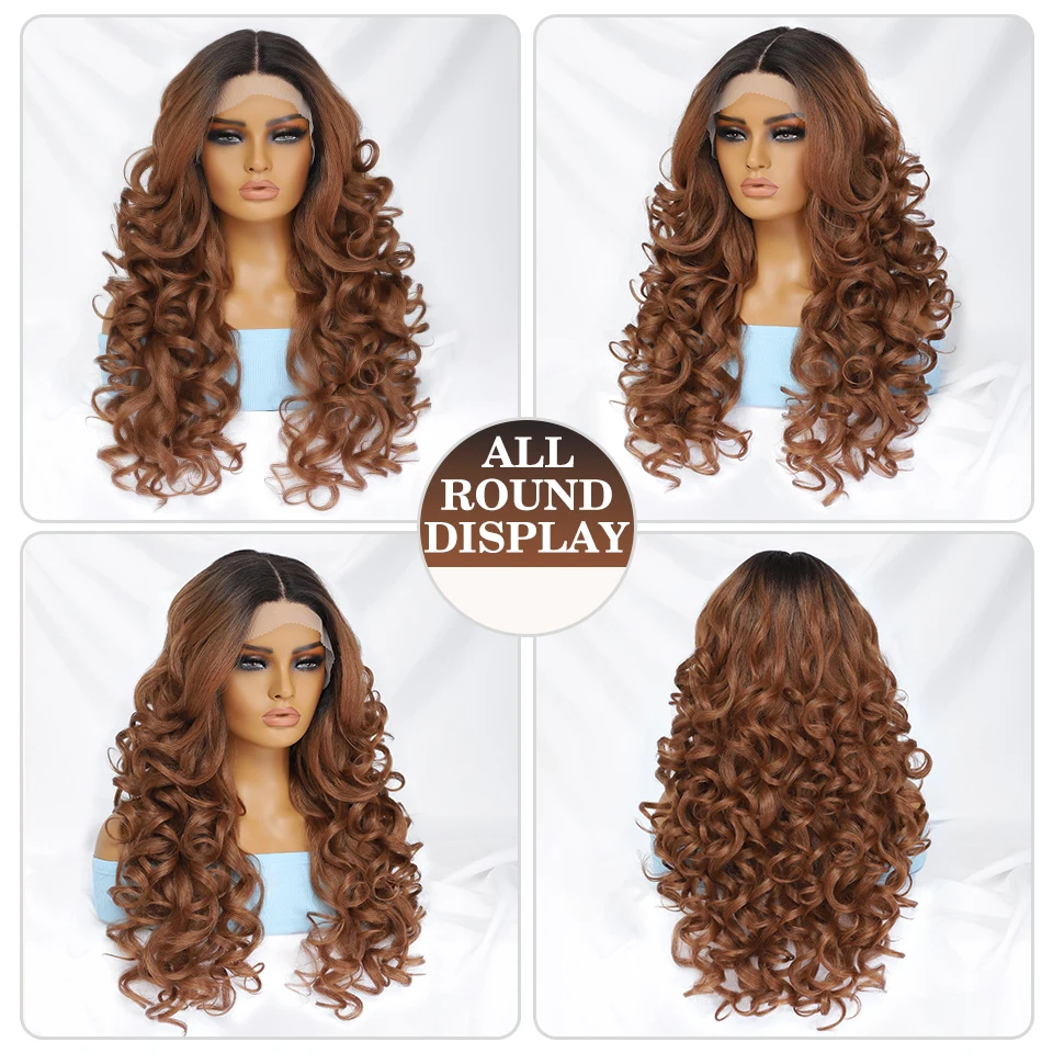 Black Brown Curly Wig Synthetic Lace Front Wigs For Women Blonde Orange Female Lace Wig 13X4.5X1 Cosplay Hair Daily Use Black Brown Curly Wig Synthetic Lace Front Wigs For Women Blonde Orange Female Lace Wig 13X4.5X1 Cosplay Hair Daily Use