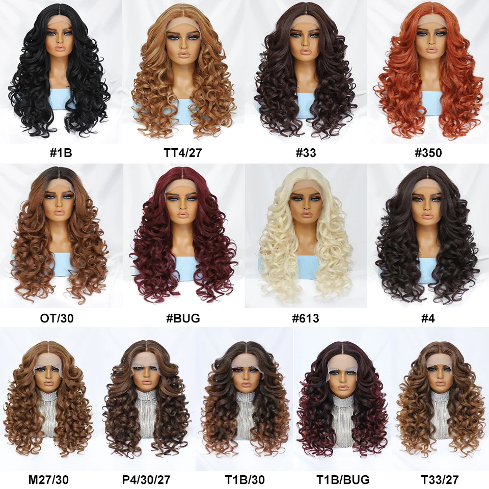 Black Brown Curly Wig Synthetic Lace Front Wigs For Women Blonde Orange Female Lace Wig 13X4.5X1 Cosplay Hair Daily Use Black Brown Curly Wig Synthetic Lace Front Wigs For Women Blonde Orange Female Lace Wig 13X4.5X1 Cosplay Hair Daily Use