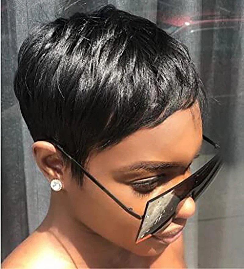 BeiSDWig Synthetic Short Pixie Cut Wigs for Black/White Women Natural Pink Hair Wig Short Pixie Cut Hairstyles for Women