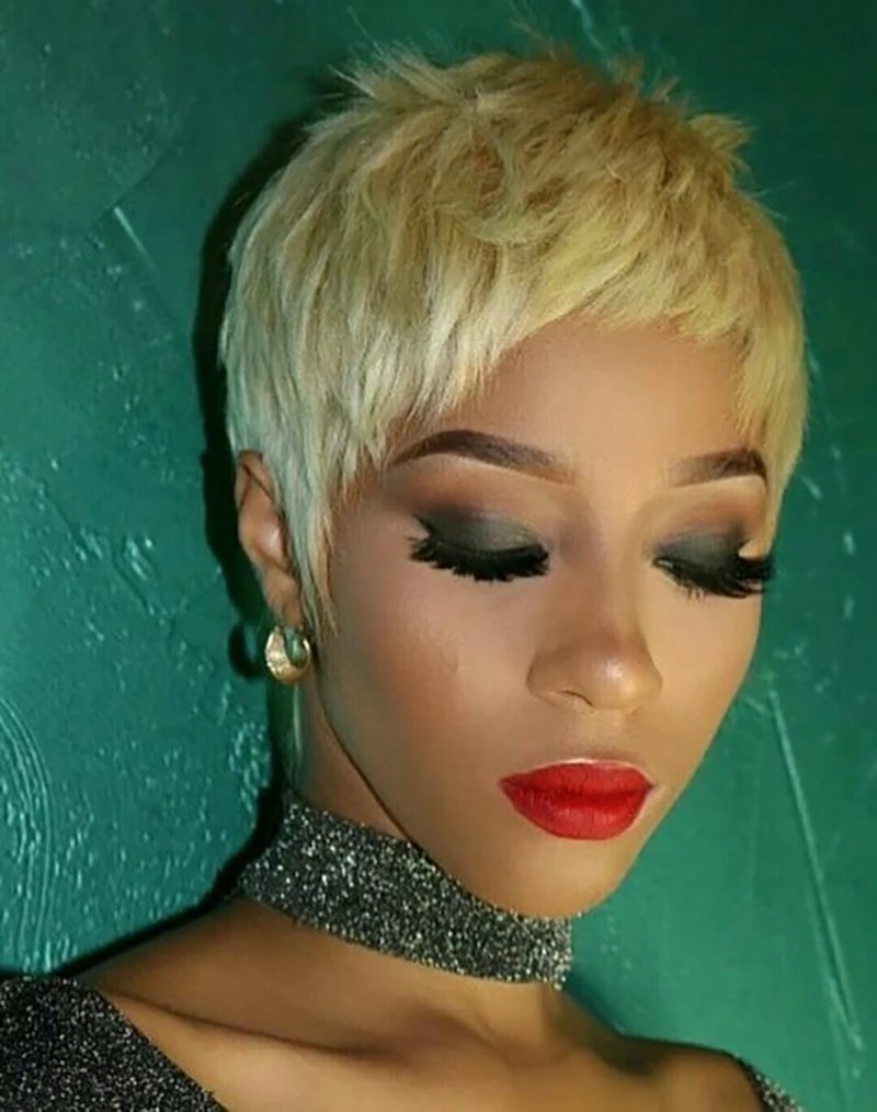BeiSDWig Synthetic Short Pixie Cut Wigs for Black/White Women Natural Pink Hair Wig Short Pixie Cut Hairstyles for Women