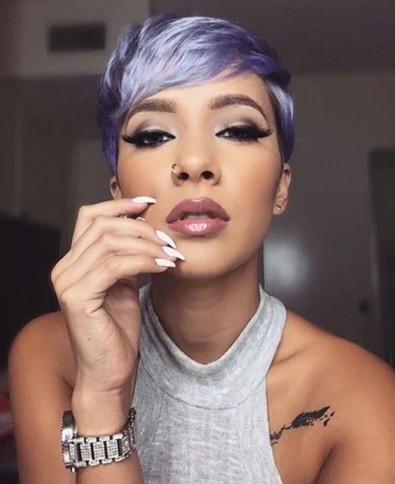 BeiSDWig Synthetic Short Pixie Cut Wigs for Black/White Women Natural Pink Hair Wig Short Pixie Cut Hairstyles for Women