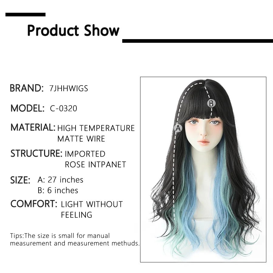 7JHH WIGS Long Wavy Curly Black Blonde Hair Highlights Synthetic Blend Wigs With Fluffy Bangs For Women's Daily Wear Four Season 7JHH WIGS Long Wavy Curly Black Blonde Hair Highlights Synthetic Blend Wigs With Fluffy Bangs For Women's Daily Wear Four Season