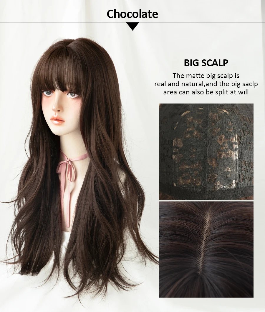 7JHH WIGS Long Wavy Curly Black Blonde Hair Highlights Synthetic Blend Wigs With Fluffy Bangs For Women's Daily Wear Four Season 7JHH WIGS Long Wavy Curly Black Blonde Hair Highlights Synthetic Blend Wigs With Fluffy Bangs For Women's Daily Wear Four Season