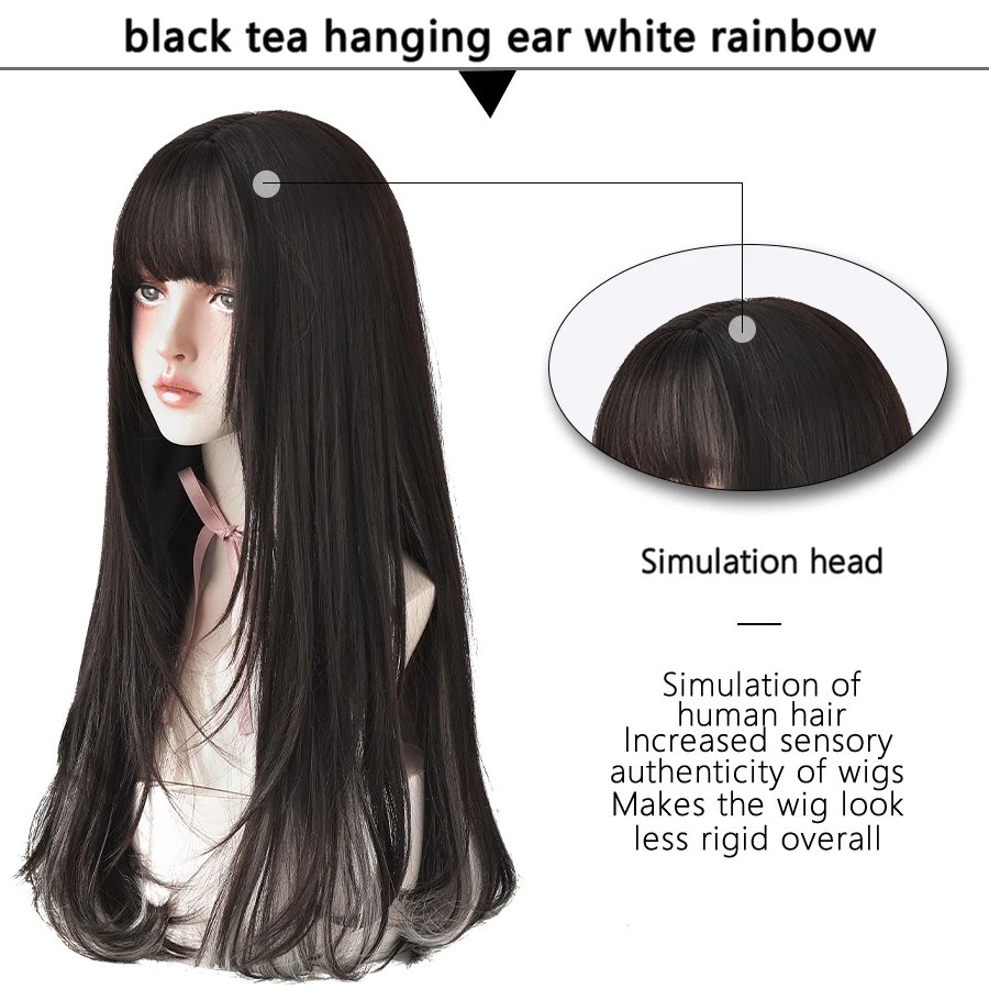 7JHH WIGS Long Wavy Curly Black Blonde Hair Highlights Synthetic Blend Wigs With Fluffy Bangs For Women's Daily Wear Four Season 7JHH WIGS Long Wavy Curly Black Blonde Hair Highlights Synthetic Blend Wigs With Fluffy Bangs For Women's Daily Wear Four Season