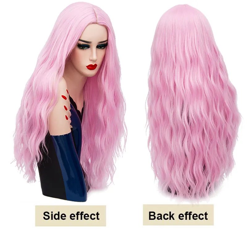 MSIWIGS 70CM Long Pink Wavy Wigs Cosplay Lolita Synthetic Women' s Blonde Wig 29 Colors Heat Resistant Hair MSIWIGS 70CM Long Pink Wavy Wigs Cosplay Lolita Synthetic Women' s Blonde Wig 29 Colors Heat Resistant Hair