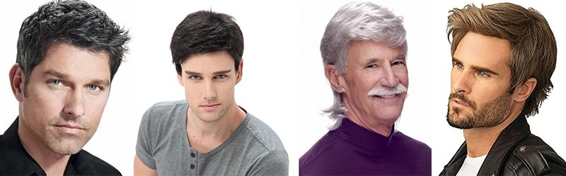 Short Male Straight Wave Synthetic Wig For Men Mixed Silver Gray Pixe Cut Toupee Wavy High Temperature Fiber Heat Resistant Wigs