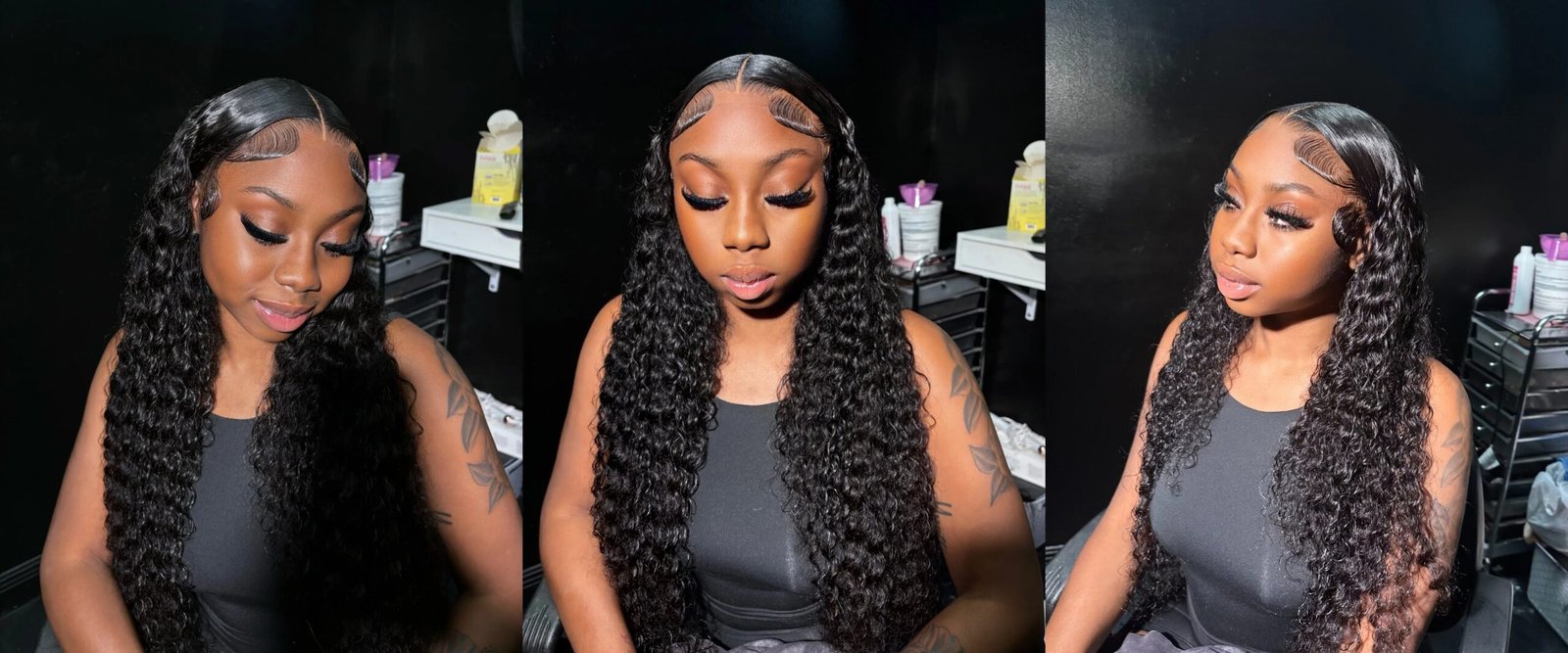 High Density Black Curly 13x6 40 Inch Hd Transparent Lace Frontal Wig Deep Water Wave Human Hair Brazilian Wigs Choice For Women