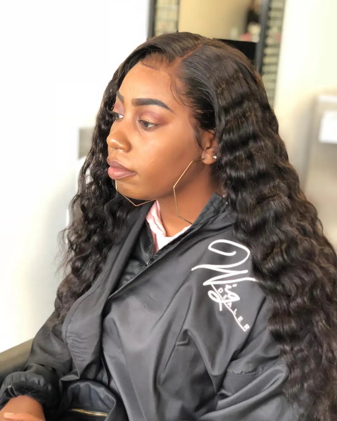 High Density Black Curly 13x6 40 Inch Hd Transparent Lace Frontal Wig Deep Water Wave Human Hair Brazilian Wigs Choice For Women