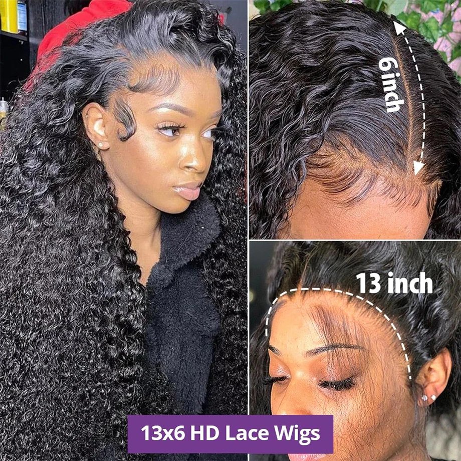 200 Density Frontal Lace Wigs Human Hair Curly Wigs For women Deep Wave 13x6 Hd Lace Frontal Wig 13x4 Water Wave Lace Front Wig