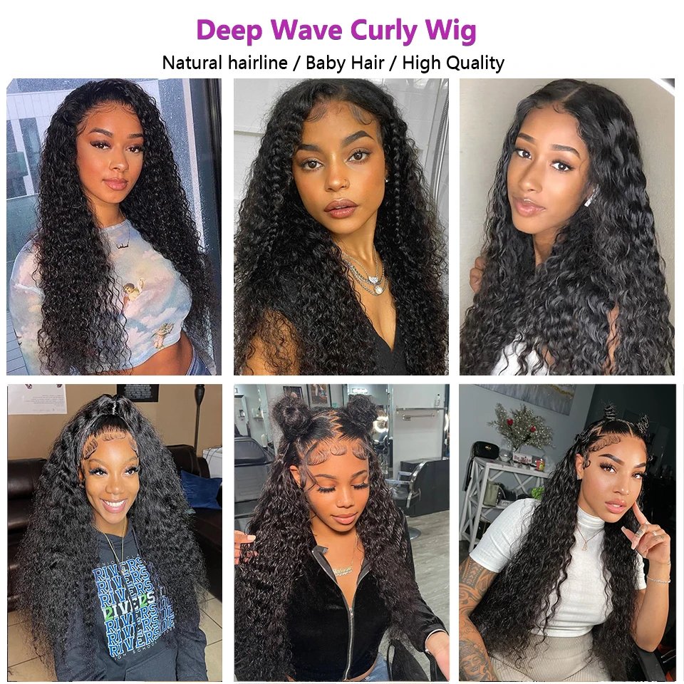 200 Density Frontal Lace Wigs Human Hair Curly Wigs For women Deep Wave 13x6 Hd Lace Frontal Wig 13x4 Water Wave Lace Front Wig