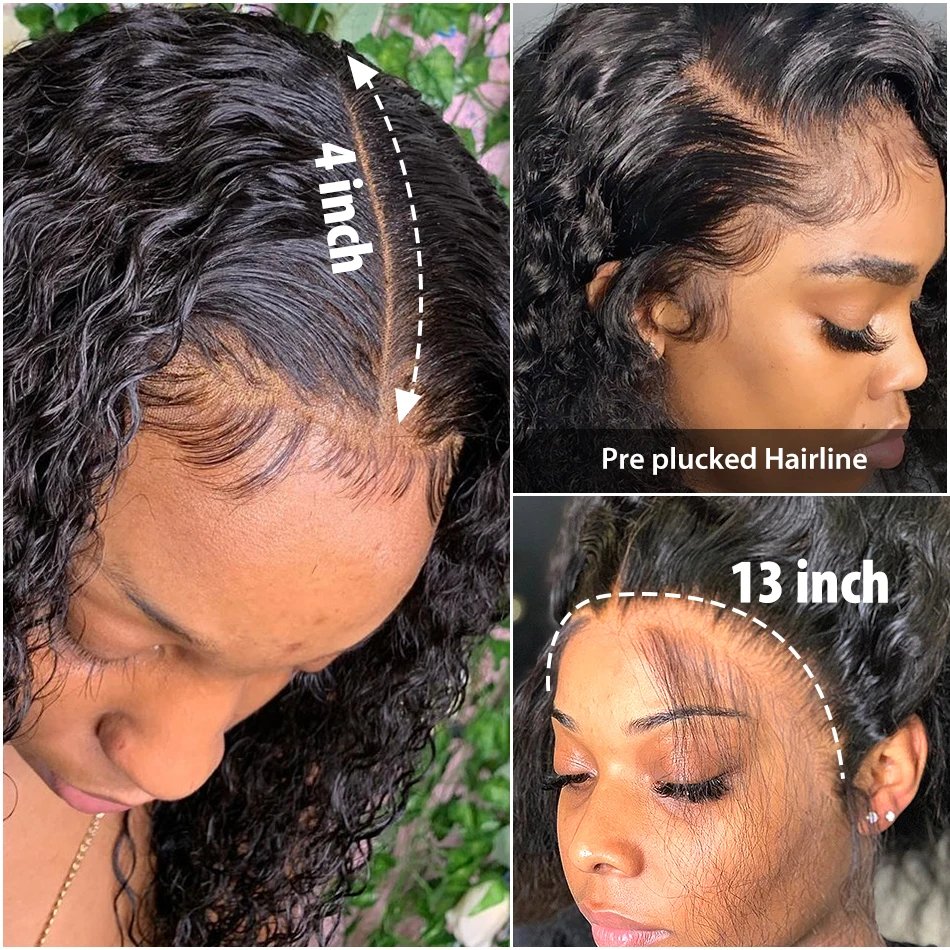 40 Inch Deep Wave Frontal Wig Transparent 360 13x4 13x6 HD Lace Frontal Human Hair Wig Curly Human Hair Lace Front Wig For Women