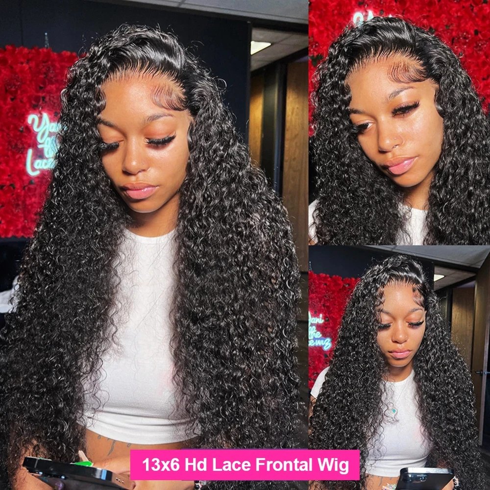 34 Inch Deep Wave Frontal Wig Transparent 13x4 13x6 HD Lace Frontal Human Hair Wigs Curly Human Hair Lace Frontal Wigs For Women