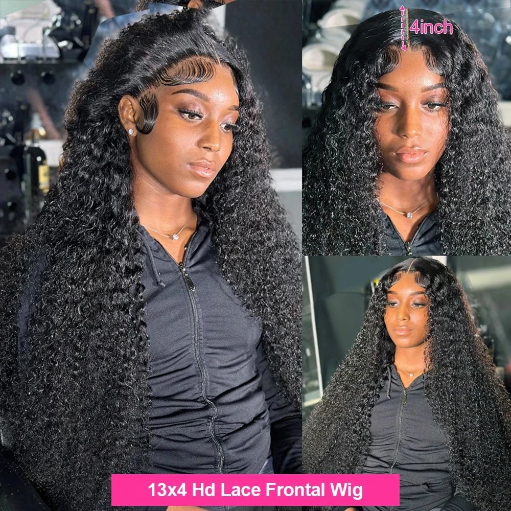 34 Inch Deep Wave Frontal Wig Transparent 13x4 13x6 HD Lace Frontal Human Hair Wigs Curly Human Hair Lace Frontal Wigs For Women